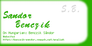 sandor benczik business card