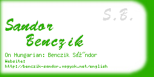 sandor benczik business card
